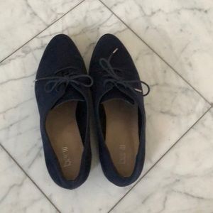 Blue sued shoes